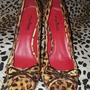 Anne Michelle Peep Toe Leopard Heels